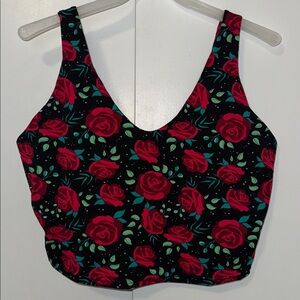 POP Fit Longline Bra Top Crop Tank Roses Print Women’s 3X